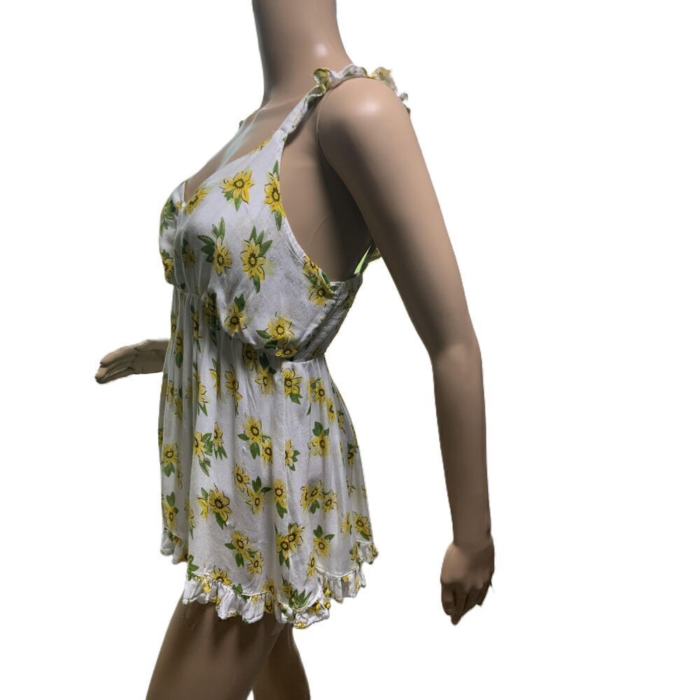 Audrey Lane Yellow Floral‎ Print Sleeveless Ruffled Straps Tank Top Size Large - Picture 11 of 16
